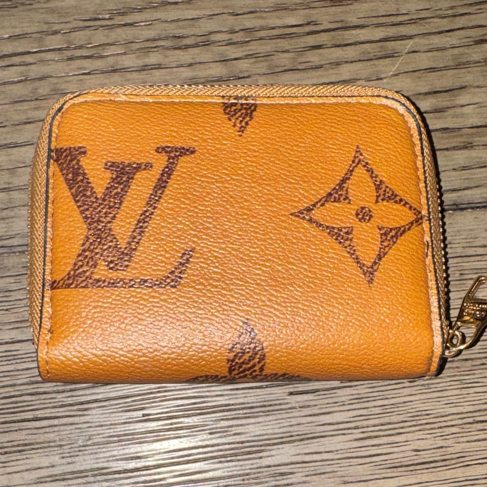Orange Monogram Zip Wallet